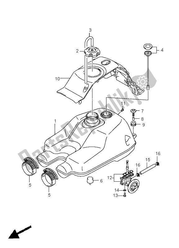 All parts for the Fuel Tank of the Suzuki LT A 400F Kingquad 4X4 2009