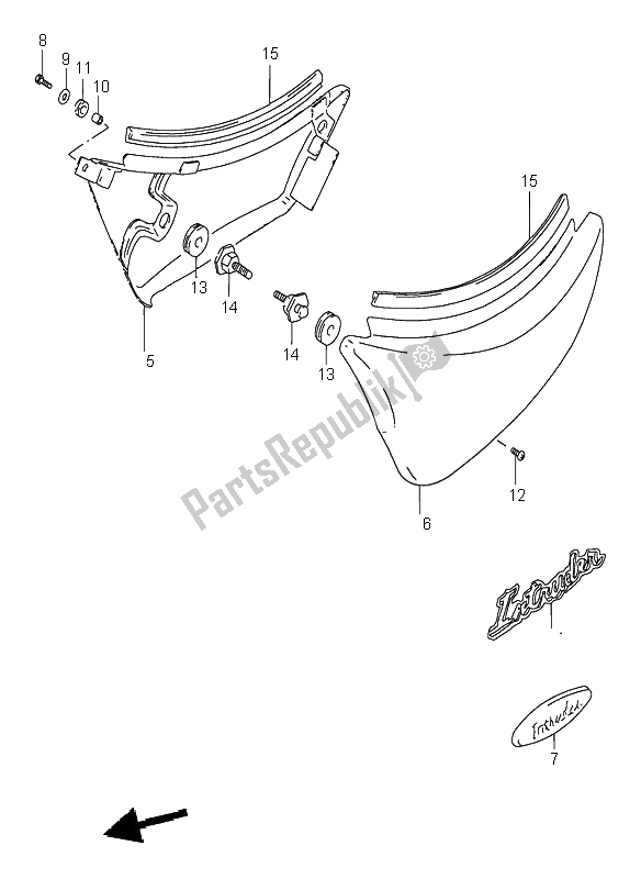 All parts for the Frame Cover of the Suzuki VS 600 Intruder 1996