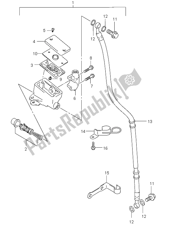 All parts for the Front Master Cylinder of the Suzuki GZ 125 Marauder 2003