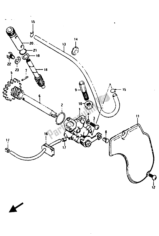 All parts for the Oil Pump of the Suzuki RG 125 CUC Gamma 1986