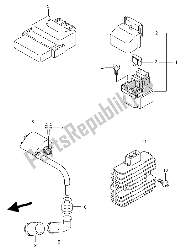 All parts for the Electrical of the Suzuki LT A 500F Vinson 4X4 2002