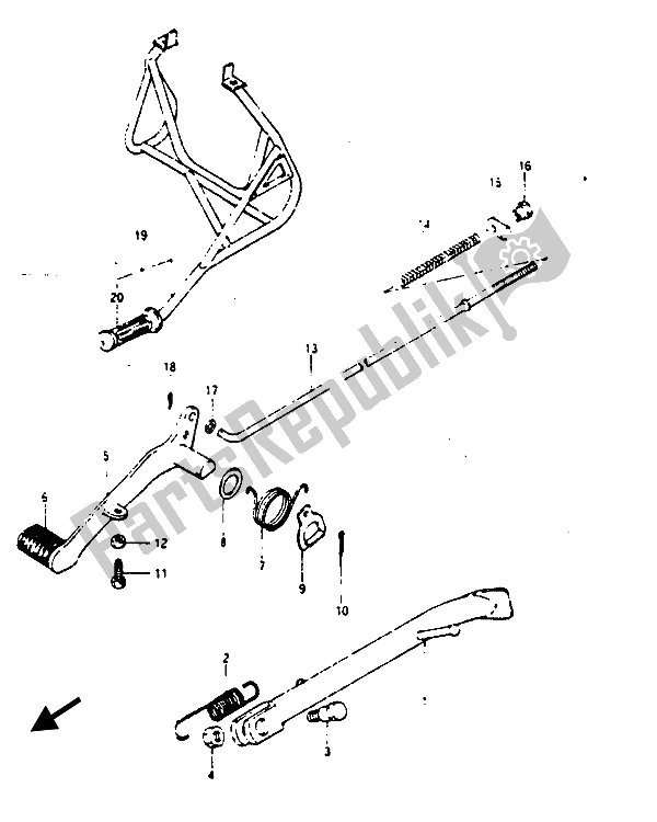 Toutes les pièces pour le Béquille Et Frein Arrière du Suzuki RG 125 CUC Gamma 1986