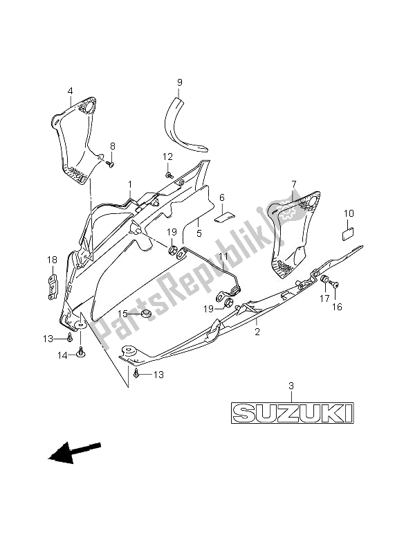 Alle onderdelen voor de Onder Motorkap van de Suzuki GSX R 750 2007