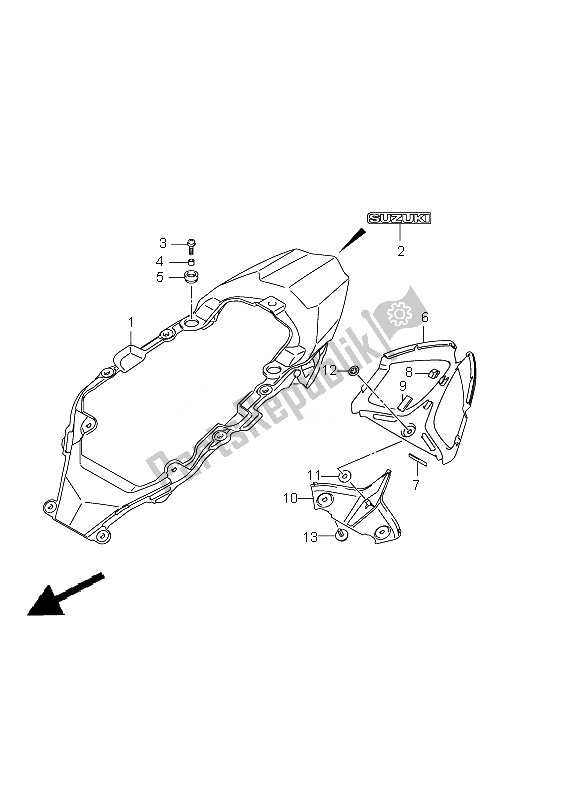 All parts for the Frame Center Cover of the Suzuki GSX R 1000Z 2010