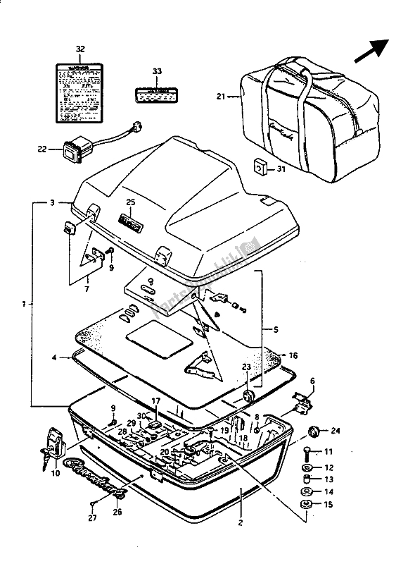Alle onderdelen voor de Reiskoffer (gv1400gc) van de Suzuki GV 1400 Gdgcgt 1986