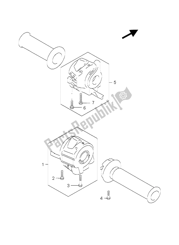 All parts for the Handle Switch of the Suzuki GZ 125 Marauder 2006