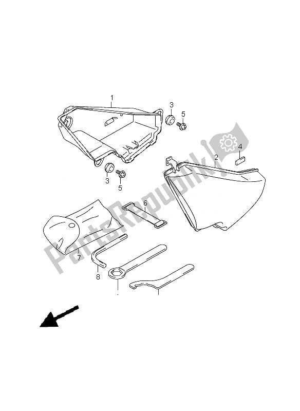 All parts for the Luggage Box of the Suzuki VZ 800Z Intruder 2007