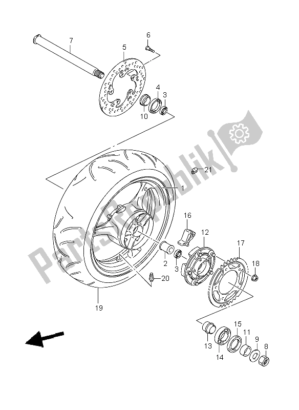 Toutes les pièces pour le Roue Arrière du Suzuki GSX R 600 2006