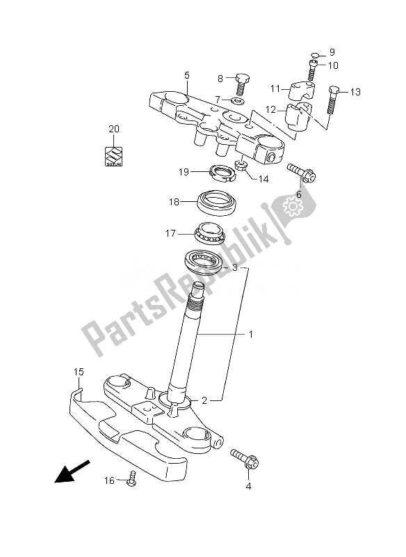 All parts for the Steering Stem of the Suzuki GZ 125 Marauder 2007