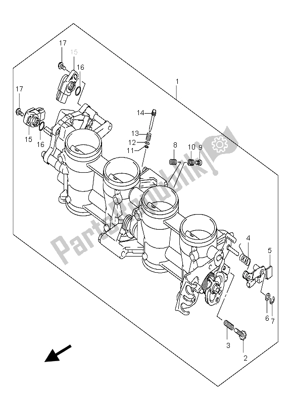 All parts for the Throttle Body of the Suzuki GSX R 600 2004