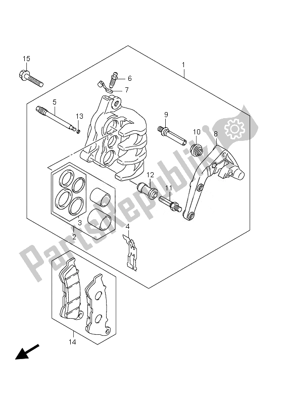 Todas as partes de Compasso De Calibre Frontal do Suzuki UH 125 Burgman 2010