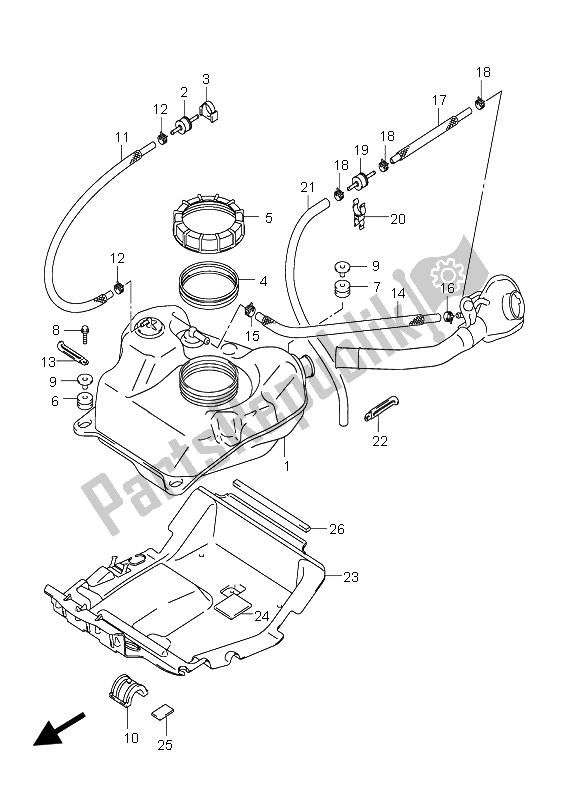 All parts for the Fuel Tank of the Suzuki AN 650A Burgman Executive 2005