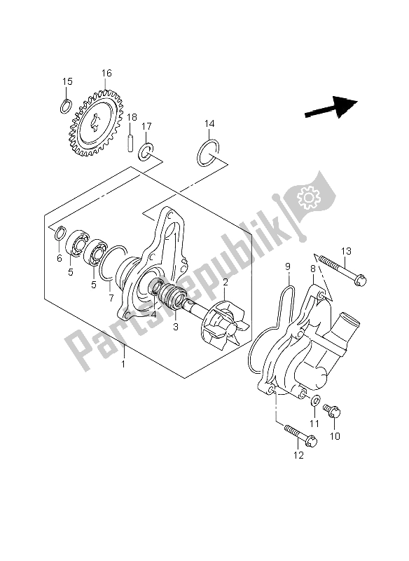 Alle onderdelen voor de Waterpomp van de Suzuki DR Z 400 SM 2008