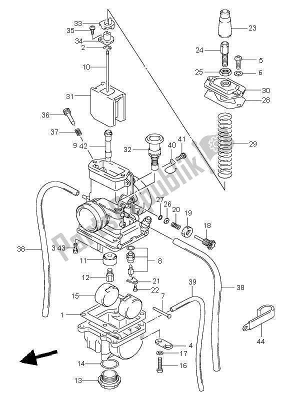 All parts for the Carburetor of the Suzuki RM 80 2001