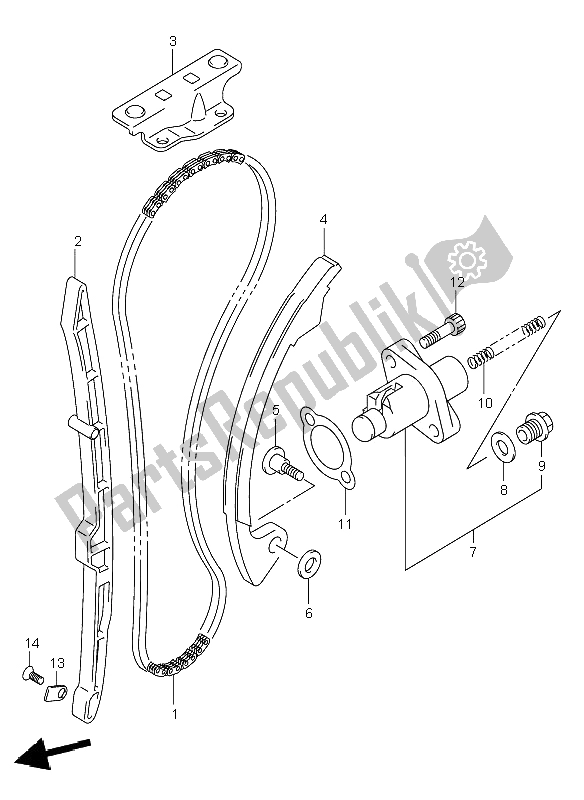 All parts for the Cam Chain of the Suzuki DR Z 400E 2002