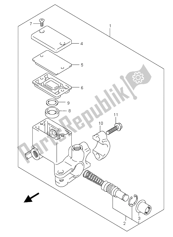 All parts for the Rear Master Cylinder (e2-e19-e24-e71) of the Suzuki AN 250 Burgman 2005