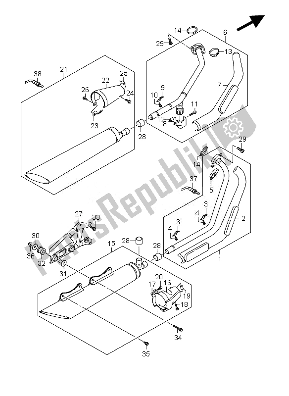 Tutte le parti per il Silenziatore del Suzuki VZ 800 Intruder 2010