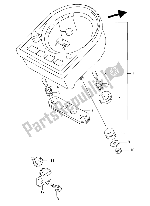 All parts for the Speedometer of the Suzuki VL 1500 Intruder LC 2004