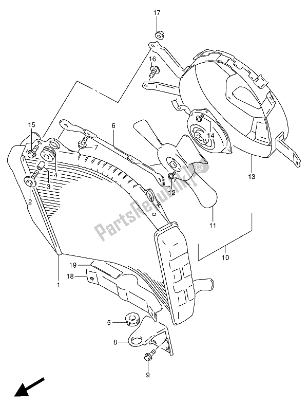 All parts for the Radiator of the Suzuki GSX R 1100W 1994