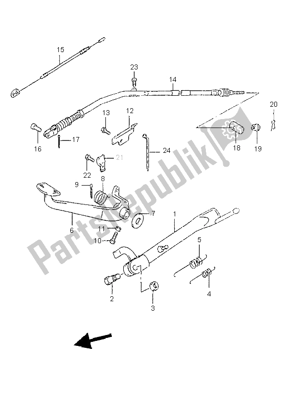 All parts for the Stand & Rear Brake of the Suzuki GZ 125 Marauder 2000