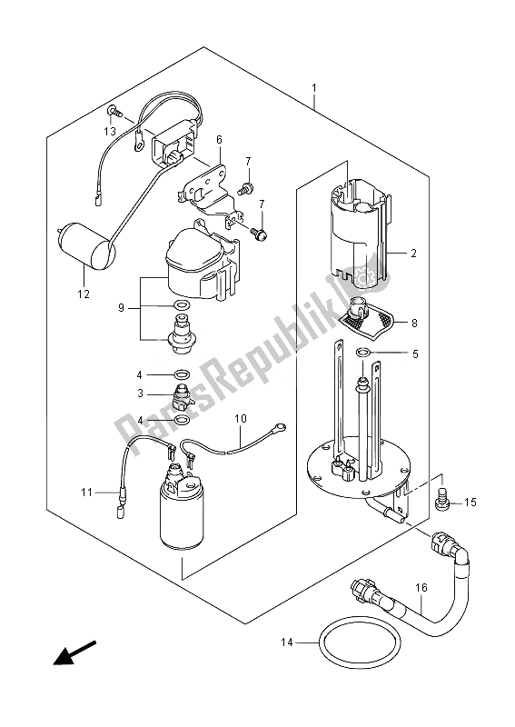 Alle onderdelen voor de Benzine Pomp van de Suzuki GSX R 1000Z 2014