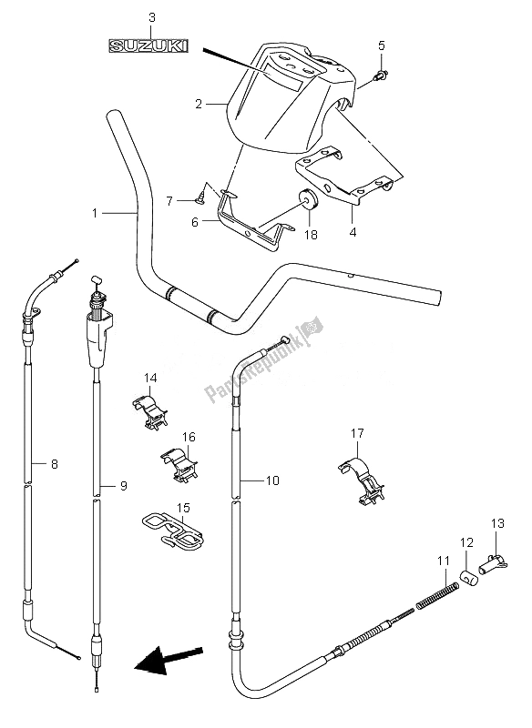 All parts for the Handlebar of the Suzuki LT Z 250 Quadsport 2007