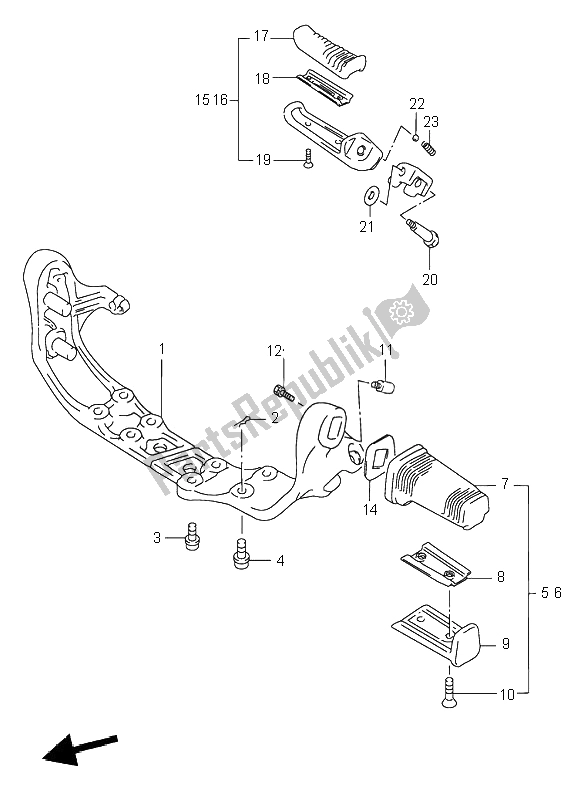 All parts for the Footrest of the Suzuki VS 600 Intruder 1995