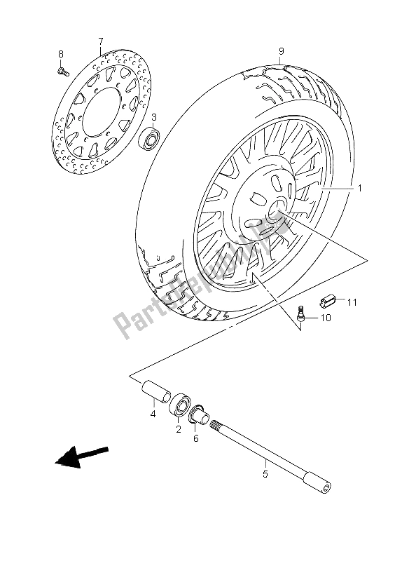 All parts for the Front Wheel (vl800c-cue) of the Suzuki VL 800C Volusia 2008