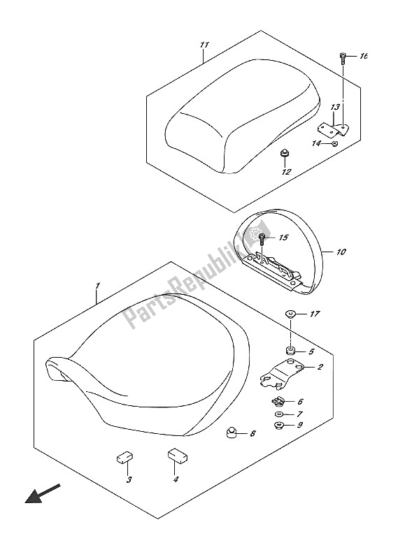 Alle onderdelen voor de Stoel van de Suzuki VL 1500T Intruder 2016