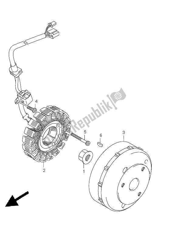 All parts for the Magneto of the Suzuki UX 125 Sixteen 2011