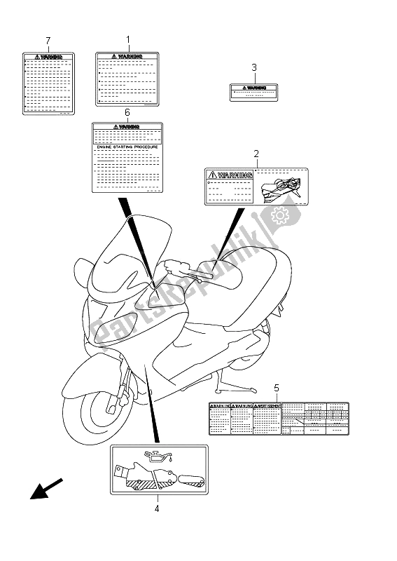 All parts for the Label (an650a E19) of the Suzuki AN 650A Burgman Executive 2011