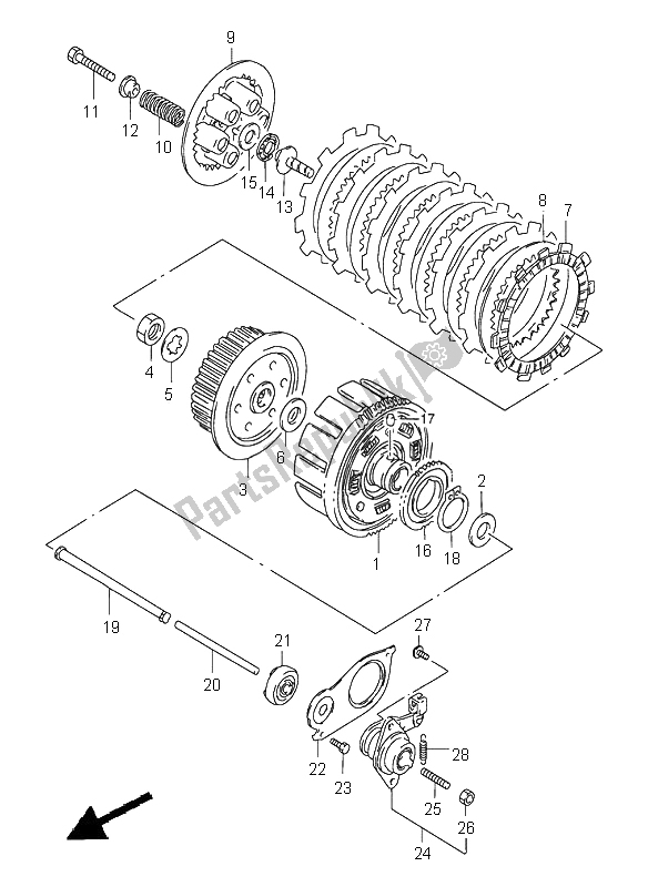 All parts for the Clutch of the Suzuki GS 500H 2001