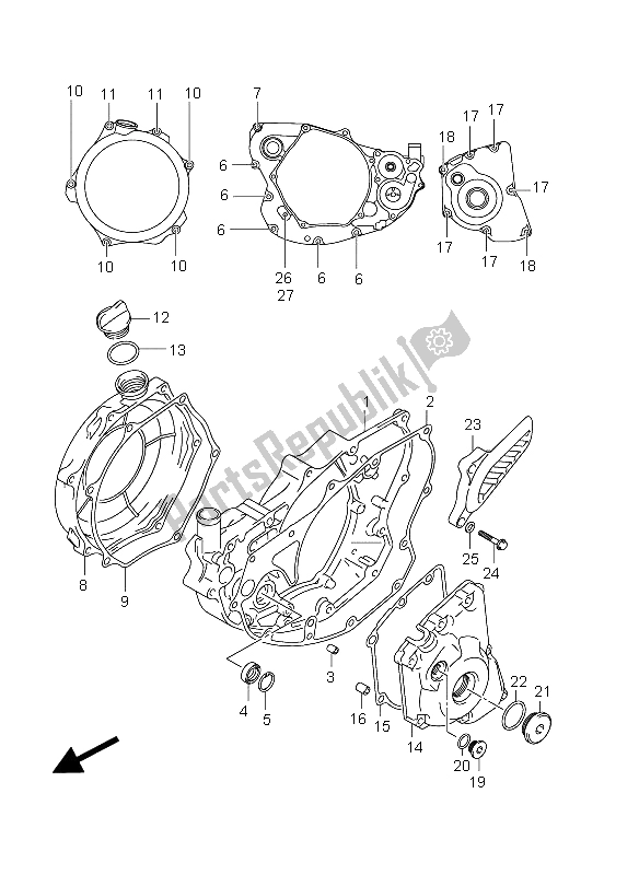 All parts for the Crankcase Cover of the Suzuki RM Z 250 2012