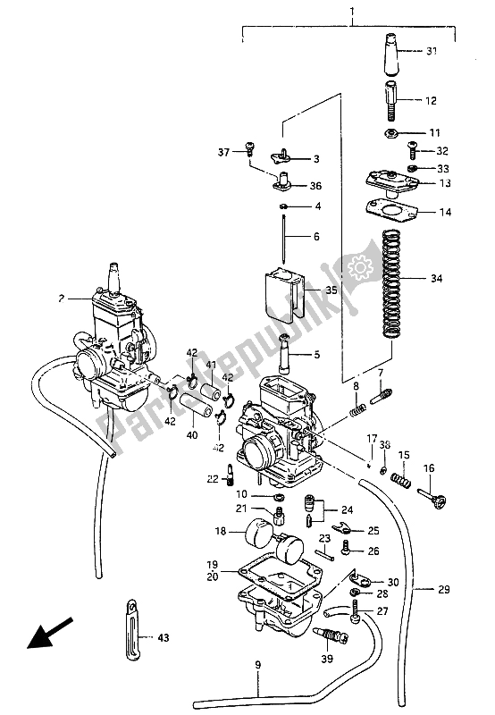 All parts for the Carburetor of the Suzuki RG 250F Gamma 1986