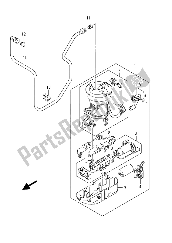 All parts for the Fuel Pump of the Suzuki AN 650A Burgman Executive 2011