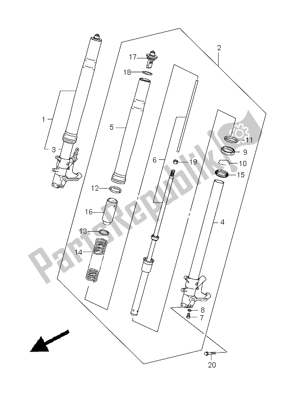 Tutte le parti per il Ammortizzatore Forcella Anteriore del Suzuki GSX 1300 BKA B King 2009