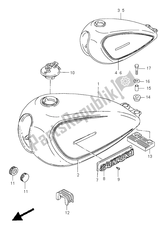 Tutte le parti per il Serbatoio Di Carburante del Suzuki GN 250E 1996