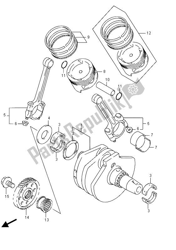 All parts for the Crankshaft of the Suzuki VZ 800 Intruder 2015