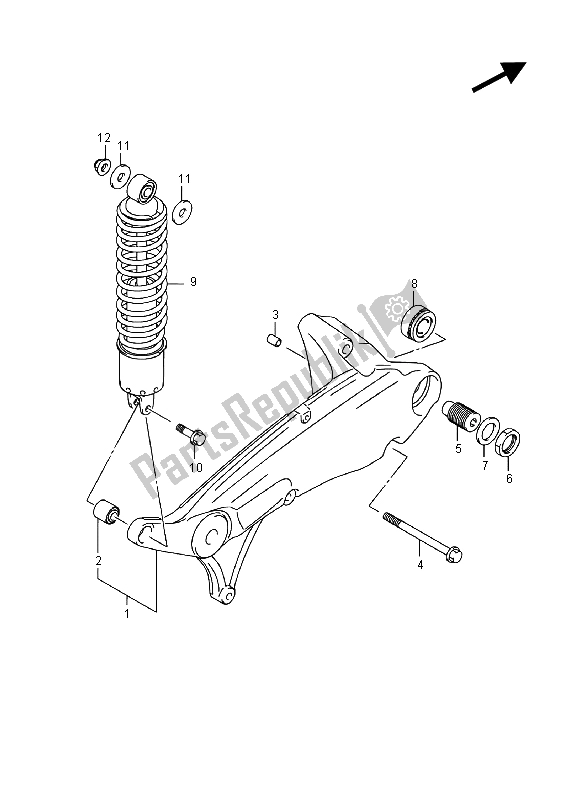 All parts for the Rear Swingingarm of the Suzuki AN 650Z Burgman Executive 2015