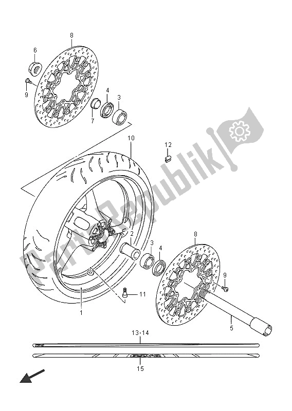 All parts for the Front Wheel (gsx-r1000) of the Suzuki GSX R 1000A 2016