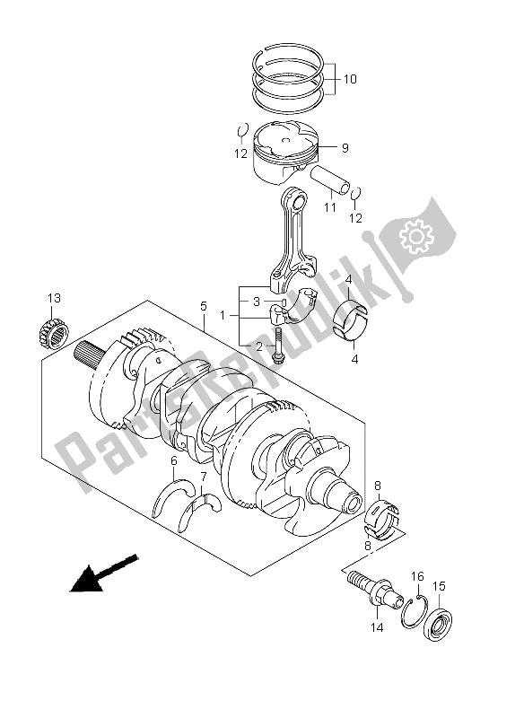 All parts for the Crankshaft of the Suzuki GSX R 1000 2009