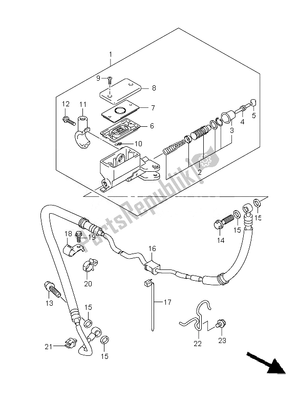 All parts for the Clutch Master Cylinder (gsf1250-a) of the Suzuki GSF 1250 Nsnasa Bandit 2007