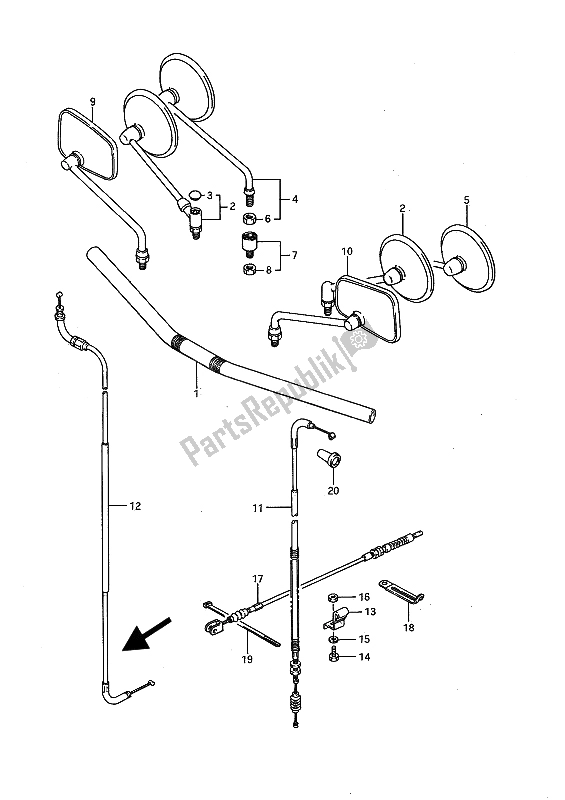 All parts for the Handlebar & Control Cable (ls650f) of the Suzuki LS 650 FP Savage 1986