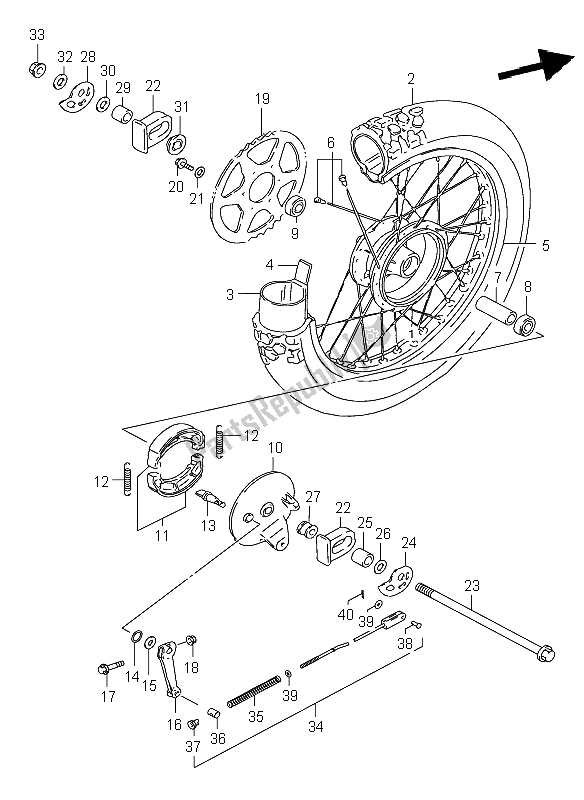 Tutte le parti per il Ruota Posteriore del Suzuki DR 125 SE 2002