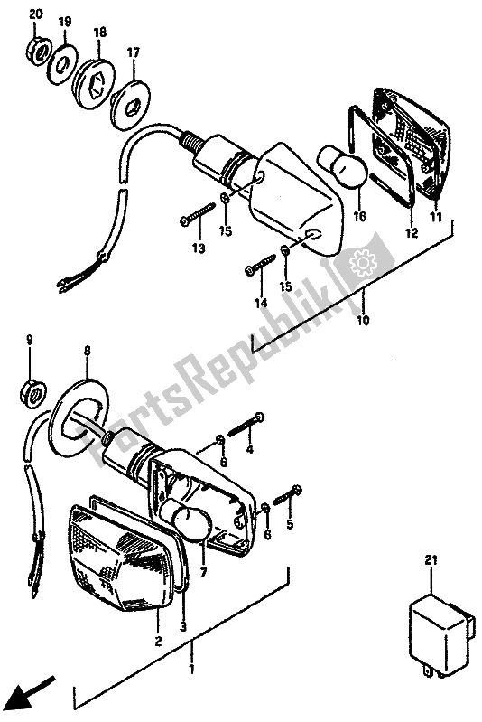 Toutes les pièces pour le Feu Clignotant (e1-e6-e24) du Suzuki GSX R 750 1985