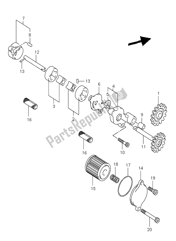 Tutte le parti per il Pompa Dell'olio E Filtro Dell'olio del Suzuki RM Z 450 2005