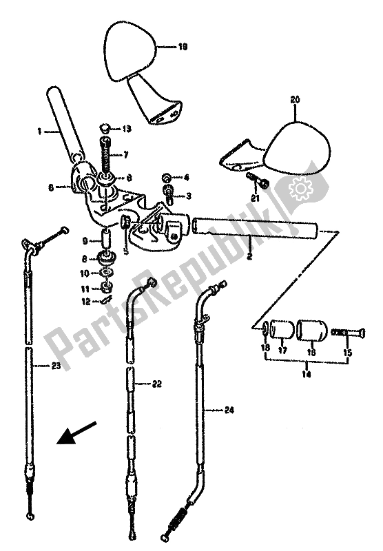 All parts for the Handlebar of the Suzuki GSX 750F 1990