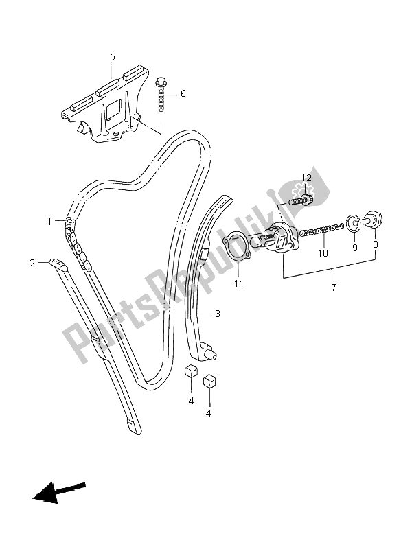 All parts for the Cam Chain of the Suzuki GSX 750 2001