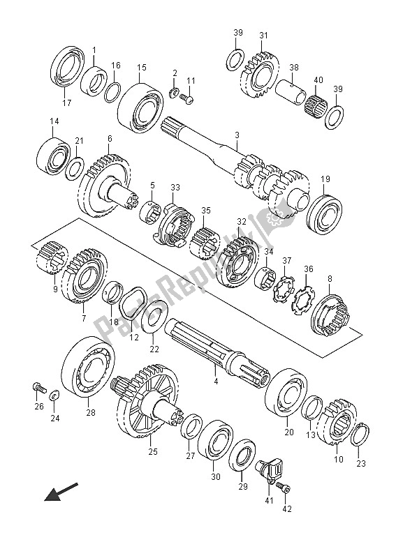 All parts for the Transmission (2) of the Suzuki LT A 500X Kingquad AXI 4X4 2016