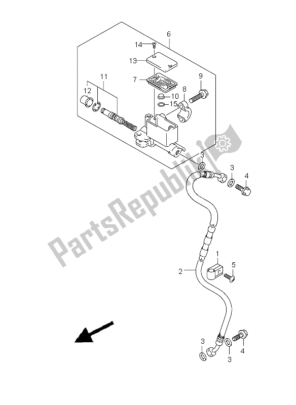 All parts for the Front Master Cylinder of the Suzuki DR 125 SM 2009